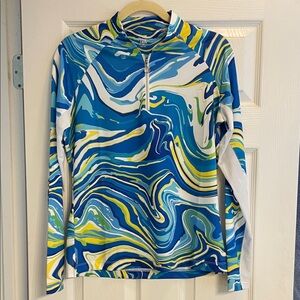 Tail Blue and Yellow Swirl sports top